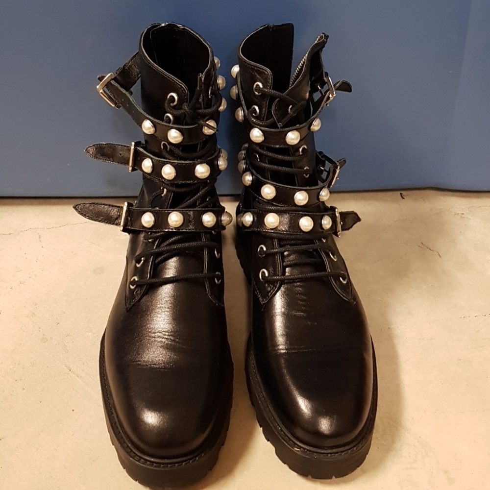 Zara Pearl combat boots